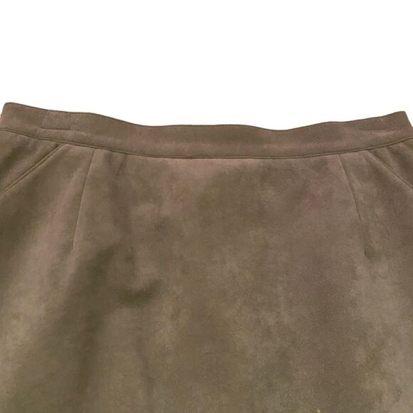 EUC Vintage Khaki Olympic Brand Ultra Suede Midi Skirt - Picture 3 of 9